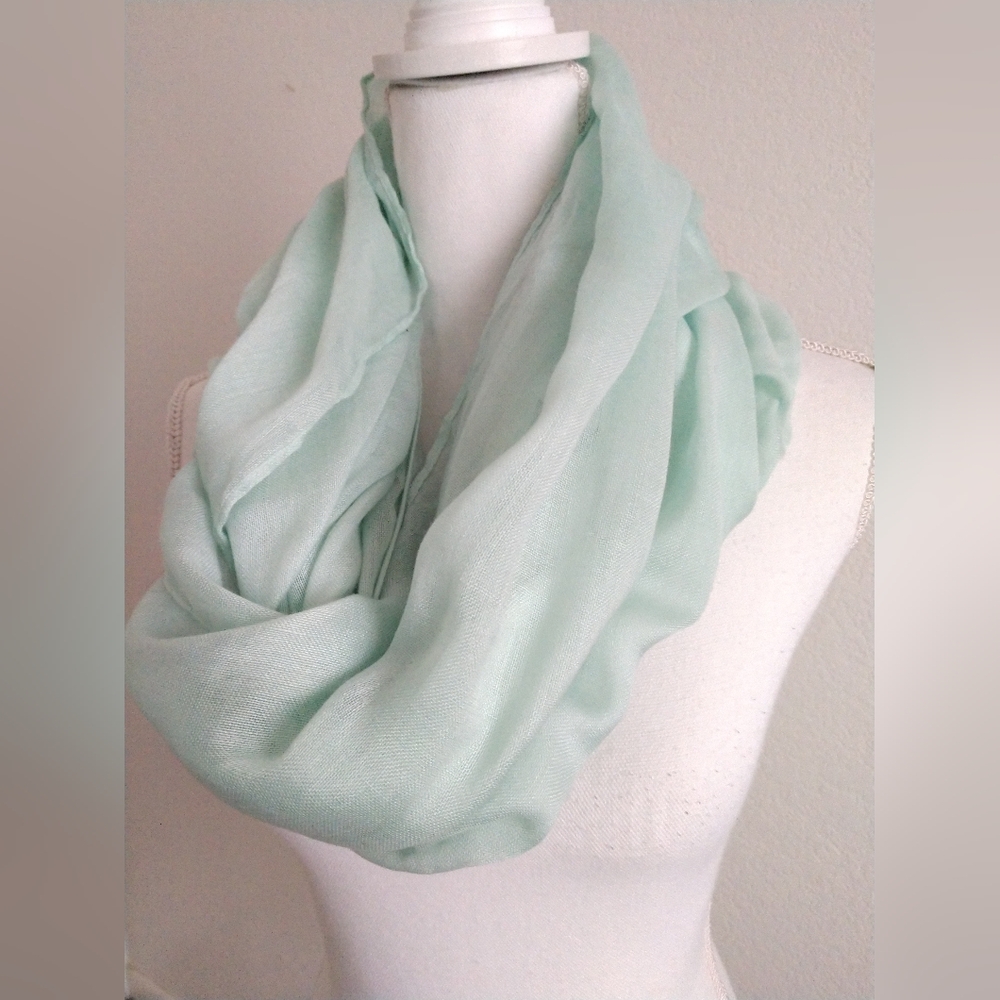 Pretty Target Pale Green Infinity Scarf Gauze Lightweight Extra Wide